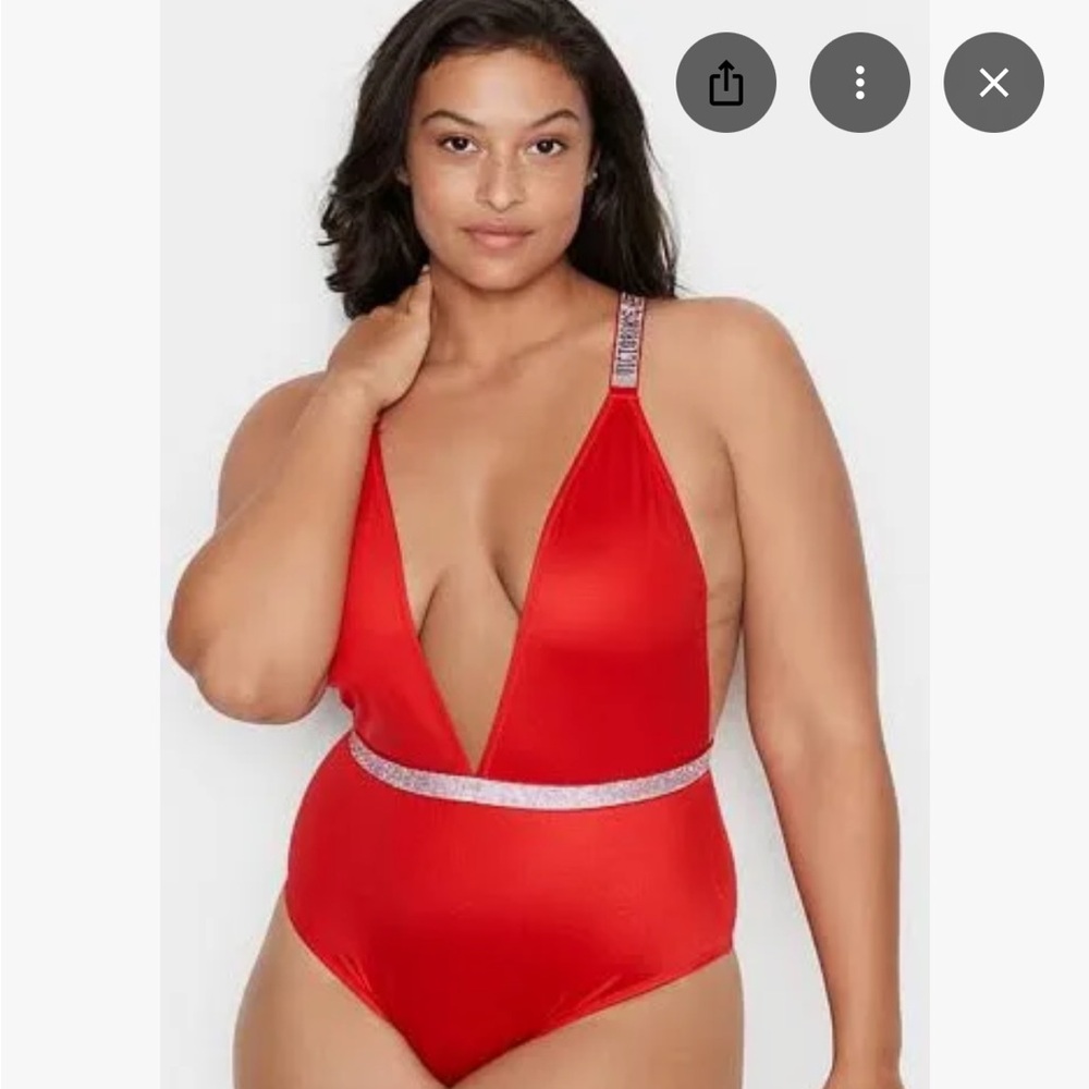 Victoria’s S Red Plunge One-Piece Swimsuit 👙